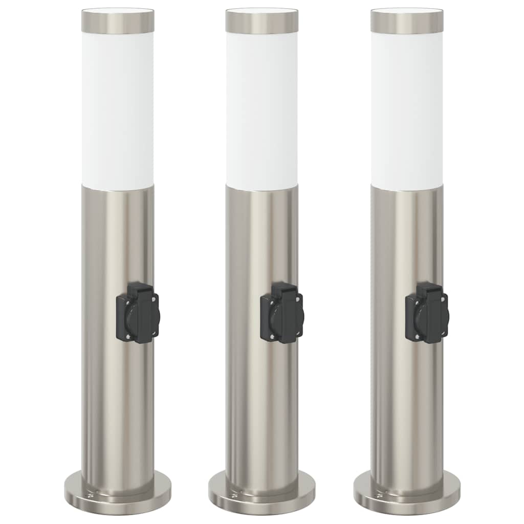 Vidaxl bolderverlichting met stopcontact 3 stuks 50 cm roestvrij staal ip44