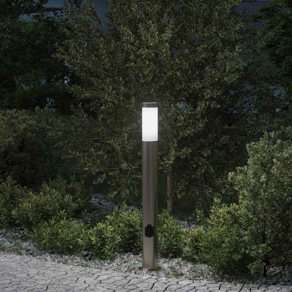 Vidaxl bolderarmatuur met stopcontact 80 cm rvs ip44