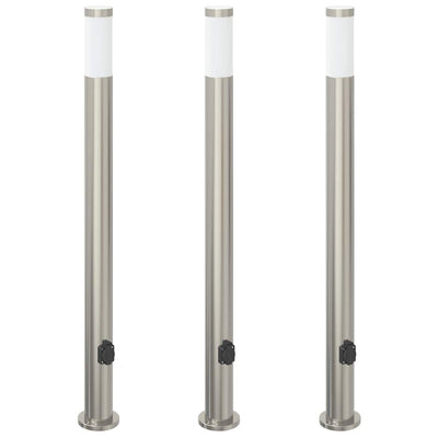 Vidaxl bolderverlichting met stopcontact 3 stuks 110 cm roestvrij staal ip44