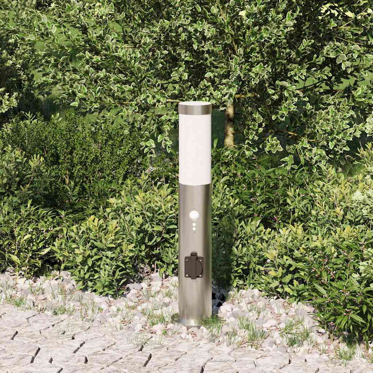 Vidaxl bolderverlichting met sensor en stopcontact 50 cm roestvrij staal ip44