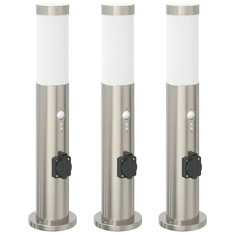 Vidaxl bolderverlichting met sensor en stopcontact 3 stuks 50 cm