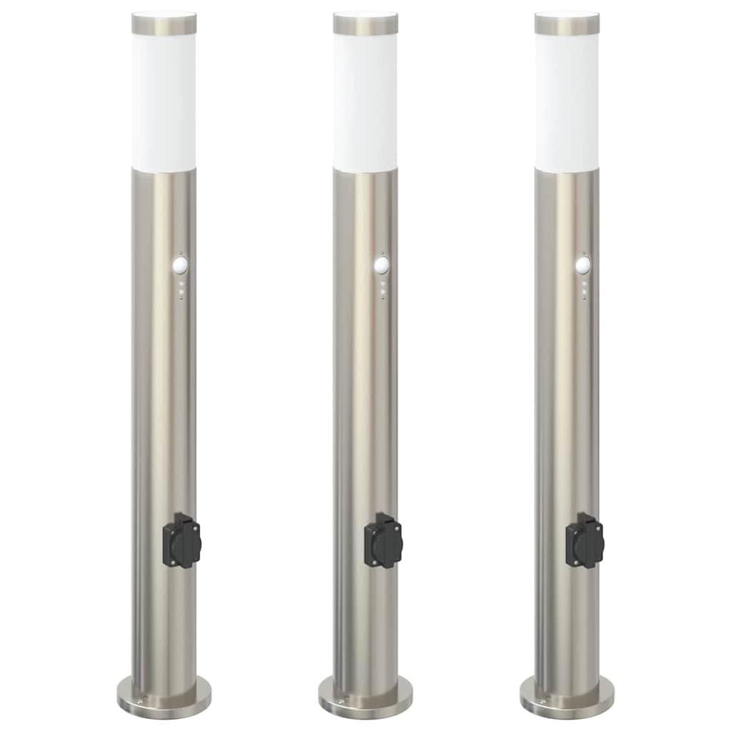 Vidaxl bolderverlichting met sensor en stopcontact 3 stuks 80 cm