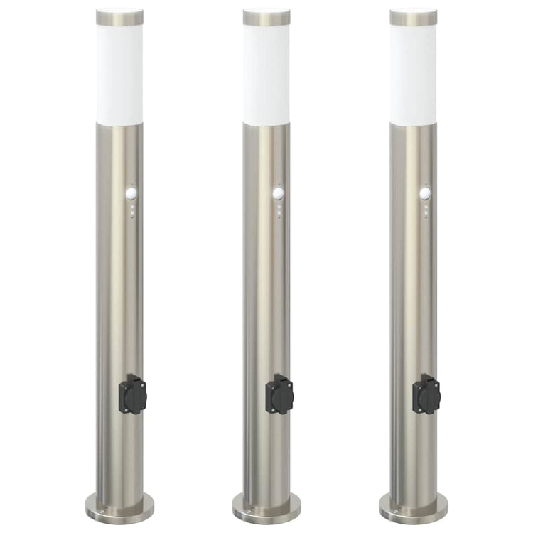 Vidaxl bolderverlichting met sensor en stopcontact 3 stuks 80 cm