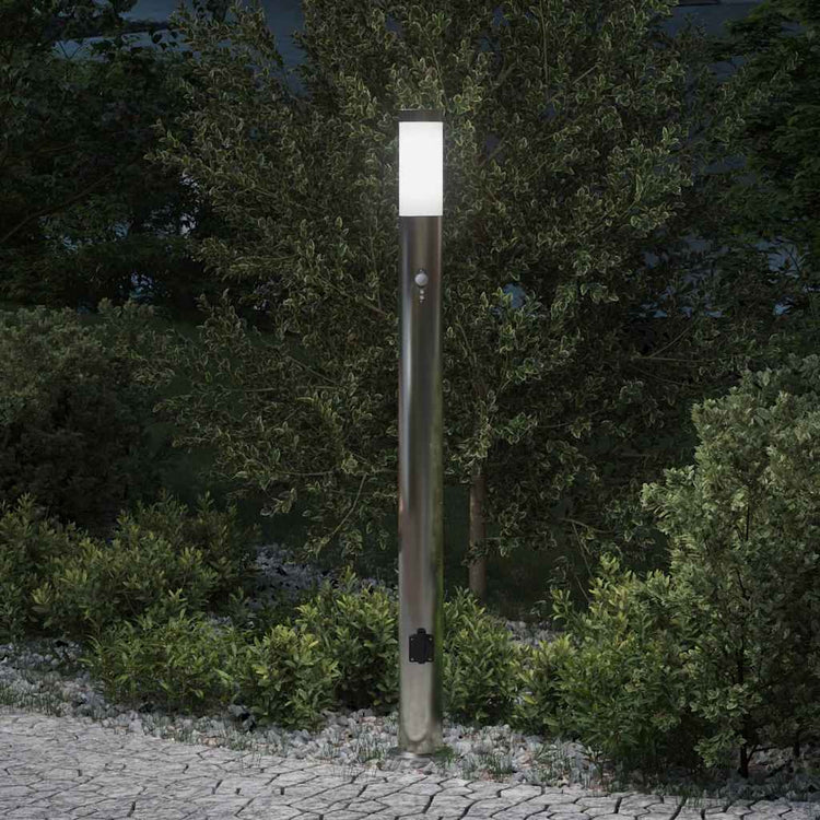 Vidaxl bolderarmatuur met sensor en stopcontact 110 cm roestvrij staal ip44