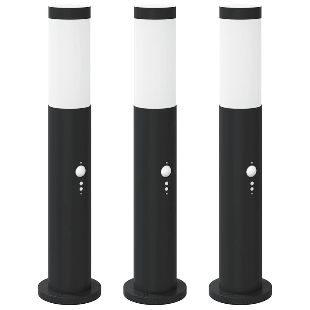 Vidaxl bolderverlichting met sensor 3 stuks 50 cm rvs ip44