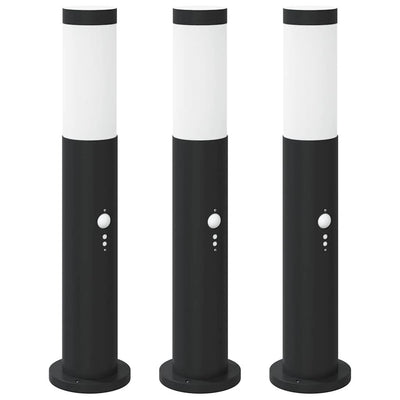 Vidaxl bolderverlichting met sensor 3 stuks 50 cm rvs ip44