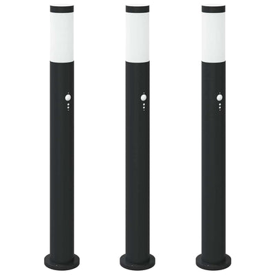 Vidaxl bolderverlichting met sensor 3 stuks 80 cm rvs ip44
