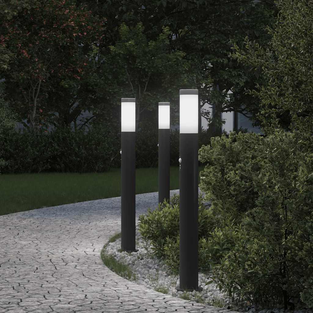 Vidaxl bolderverlichting met sensor 3 stuks 80 cm rvs ip44