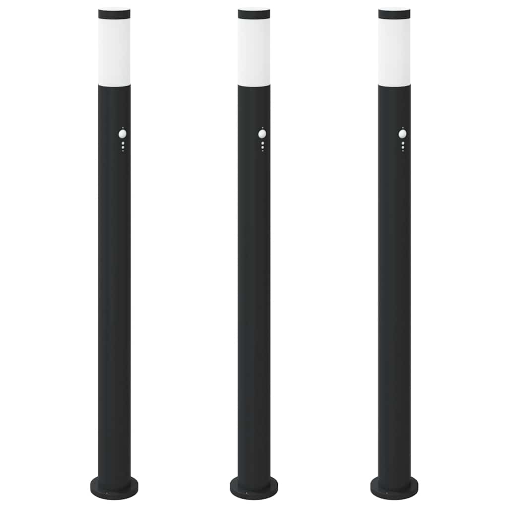 Vidaxl bolderverlichting met sensor 3 stuks 110 cm rvs ip44