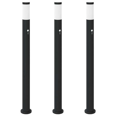 Vidaxl bolderverlichting met sensor 3 stuks 110 cm rvs ip44
