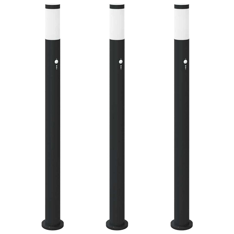 Vidaxl bolderverlichting met sensor 3 stuks 110 cm rvs ip44