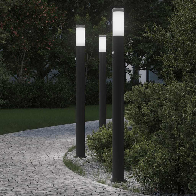 Vidaxl bolderverlichting met sensor 3 stuks 110 cm rvs ip44