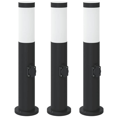Vidaxl bolderverlichting met stopcontact 3 stuks 50 cm roestvrij staal ip44