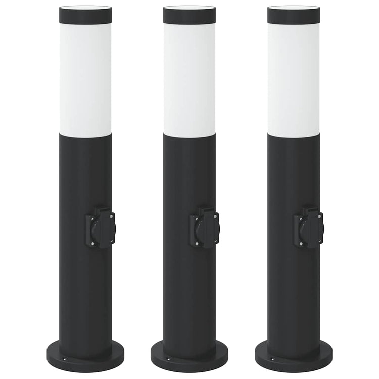 Vidaxl bolderverlichting met stopcontact 3 stuks 50 cm roestvrij staal ip44