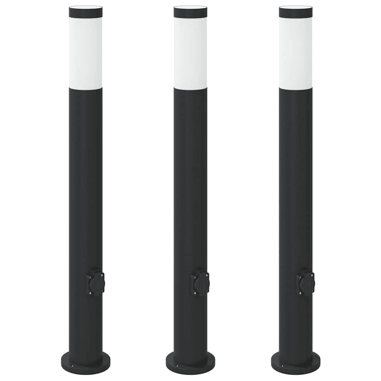 Vidaxl bolderverlichting met stopcontact 3 stuks 80 cm roestvrij staal ip44