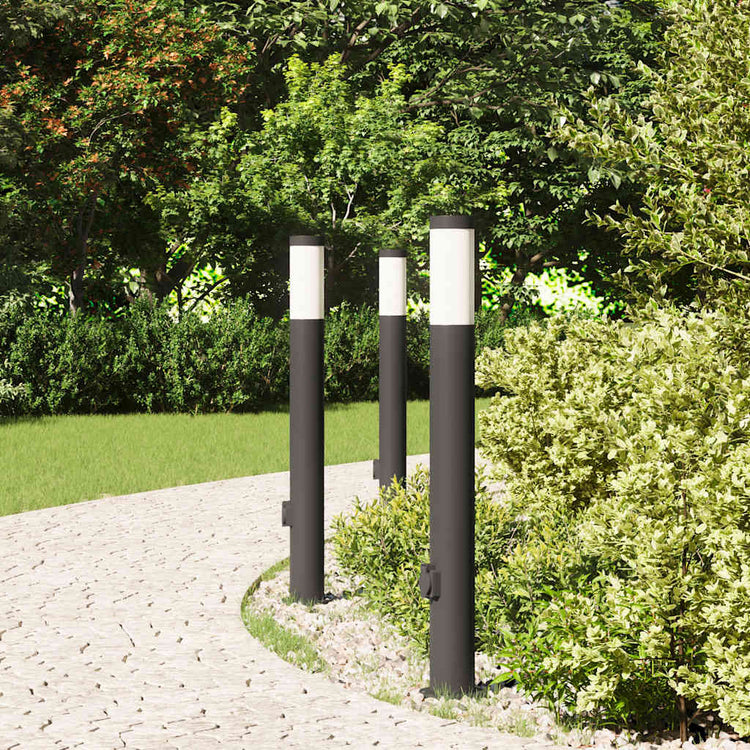 Vidaxl bolderverlichting met stopcontact 3 stuks 80 cm roestvrij staal ip44