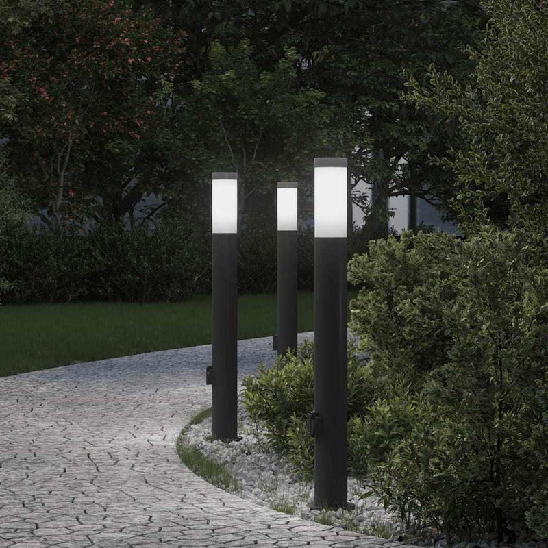 Vidaxl bolderverlichting met stopcontact 3 stuks 80 cm roestvrij staal ip44