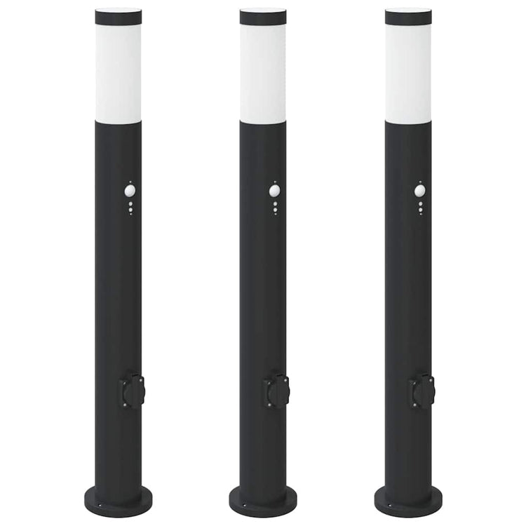 Vidaxl bolderverlichting met sensor en stopcontact 3 stuks 80 cm