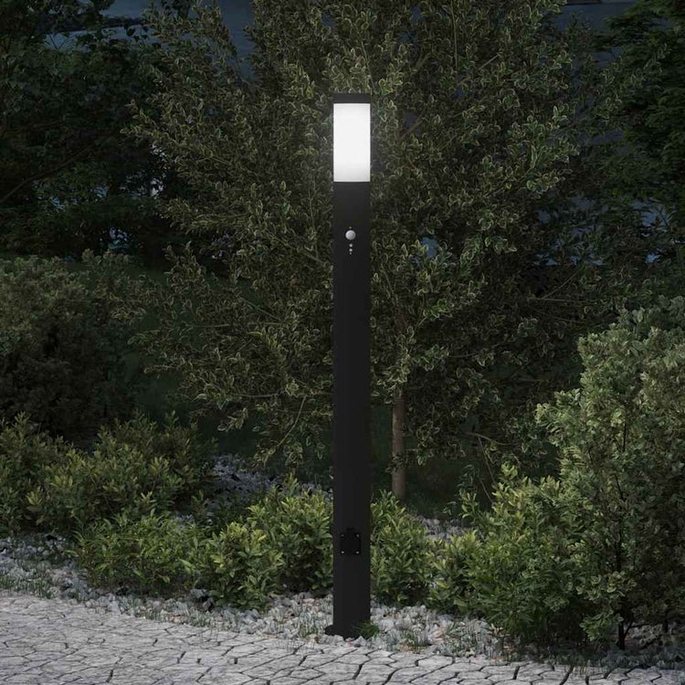 Vidaxl bolderarmatuur met sensor en stopcontact 110 cm roestvrij staal ip44