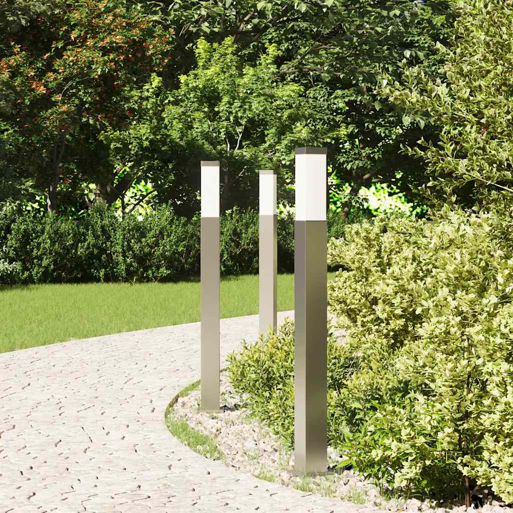 Vidaxl bolderverlichting 3 stuks 80 cm rvs ip44