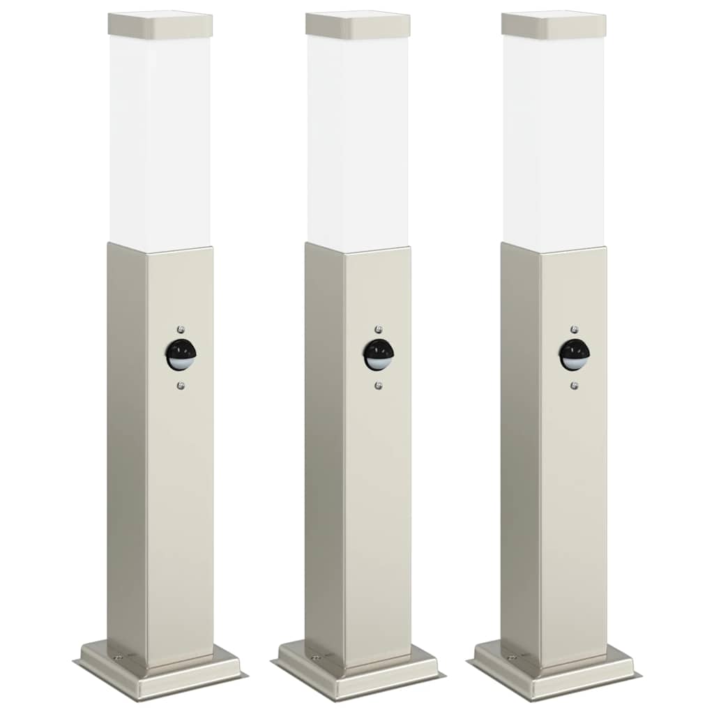 Vidaxl bolderverlichting met sensor 3 stuks 50 cm rvs ip44
