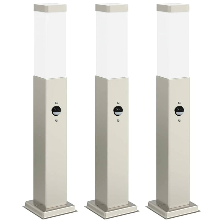 Vidaxl bolderverlichting met sensor 3 stuks 50 cm rvs ip44