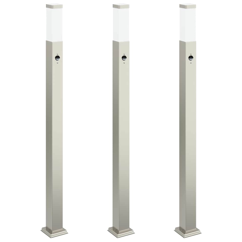 Vidaxl bolderverlichting met sensor 3 stuks 110 cm rvs ip44