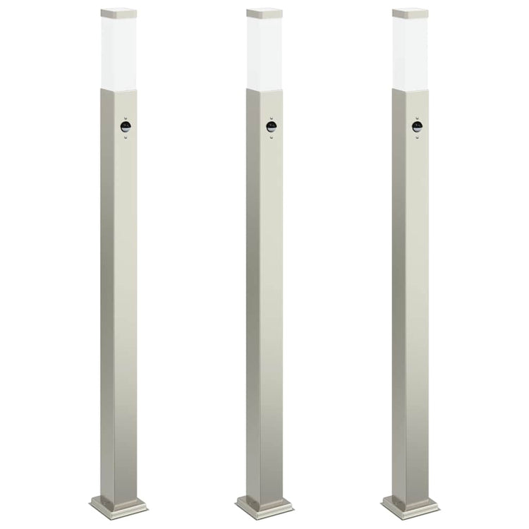 Vidaxl bolderverlichting met sensor 3 stuks 110 cm rvs ip44