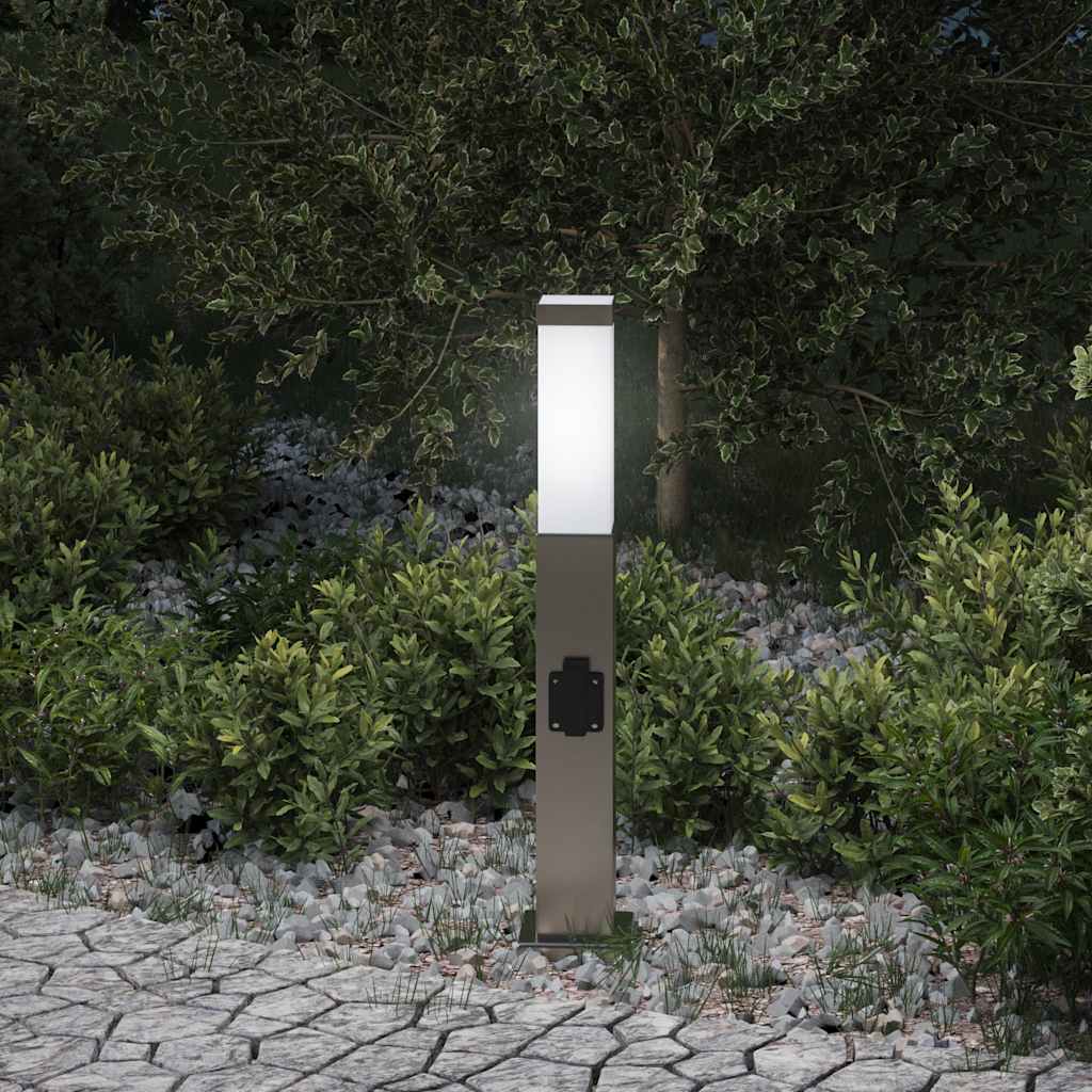 Vidaxl bolderarmatuur met stopcontact 50 cm rvs ip44