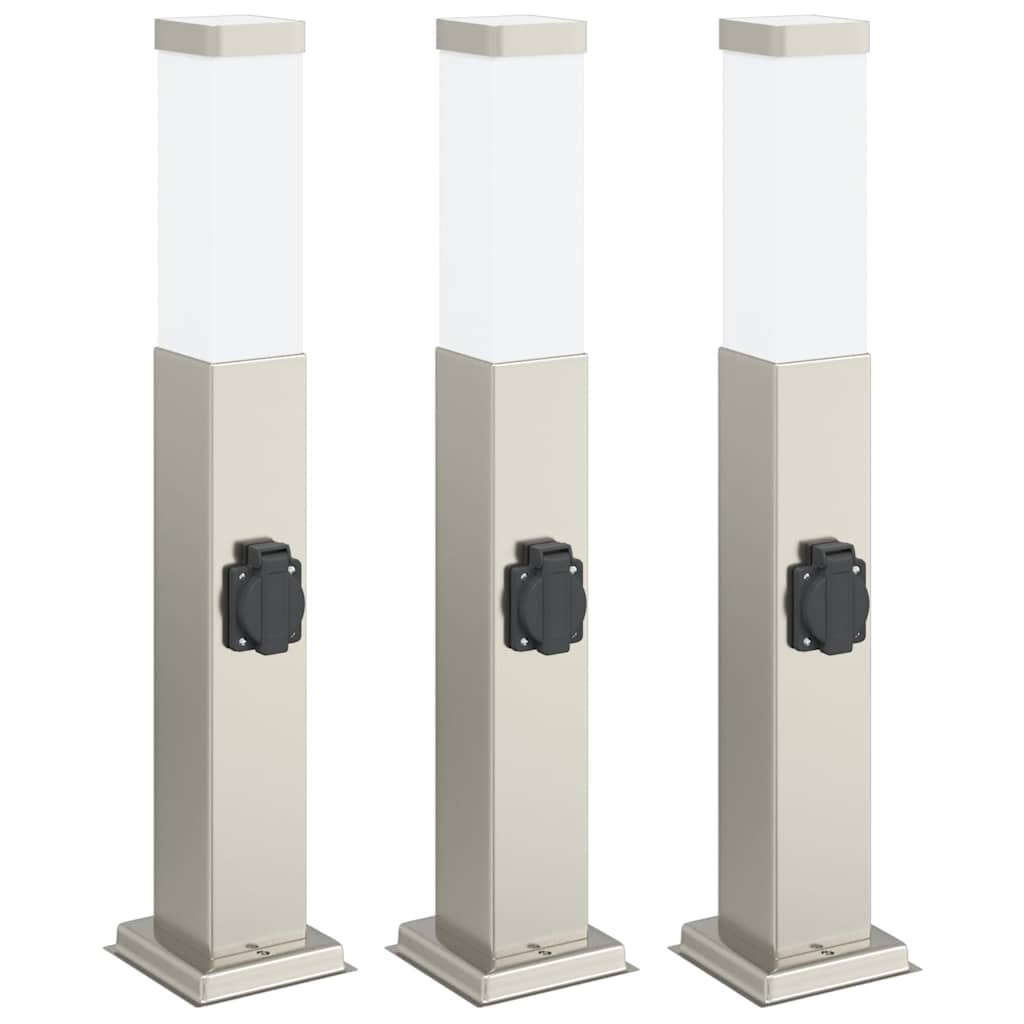 Vidaxl bolderverlichting met stopcontact 3 stuks 50 cm rvs ip44