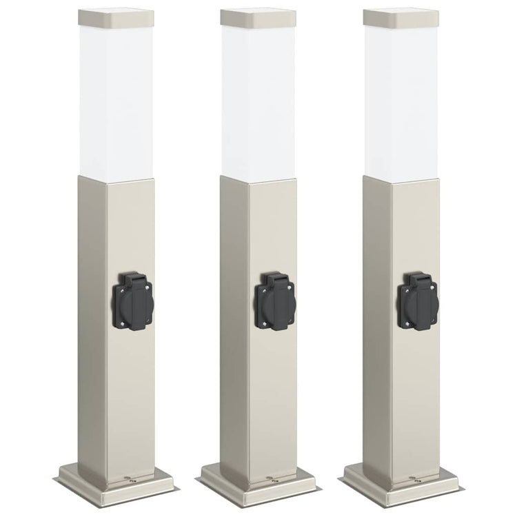 Vidaxl bolderverlichting met stopcontact 3 stuks 50 cm rvs ip44