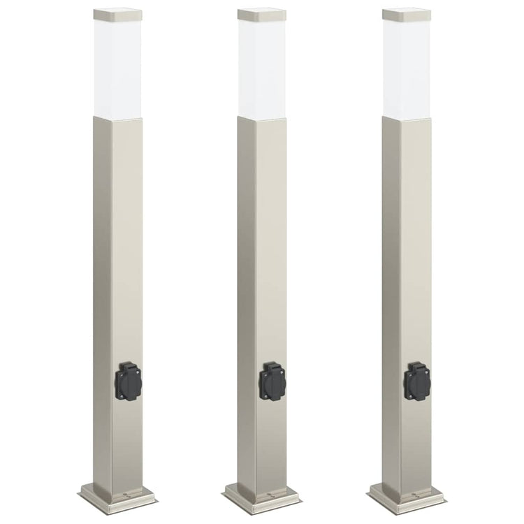 Vidaxl bolderverlichting met stopcontact 3 stuks 80 cm rvs ip44