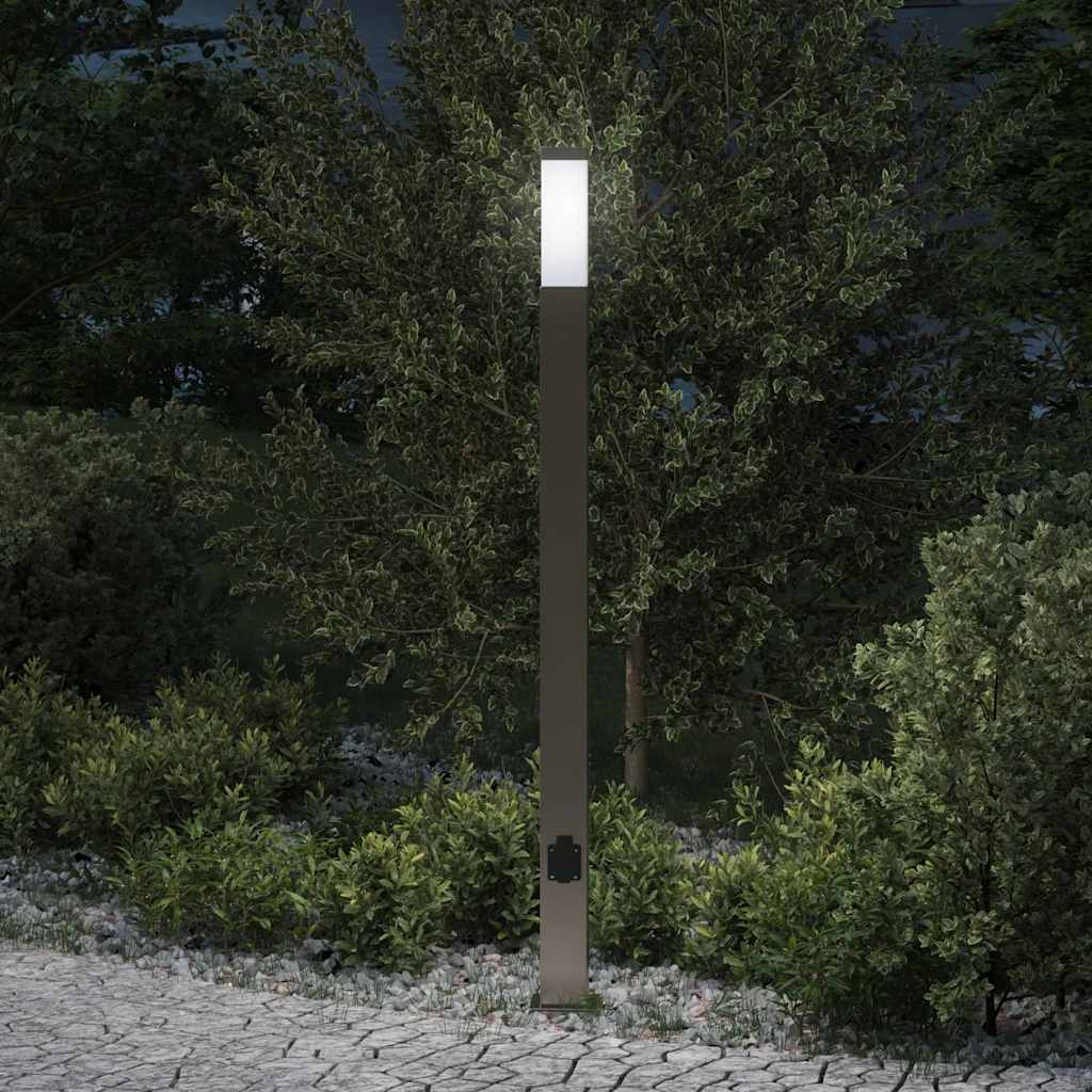 Vidaxl bolderarmatuur met stopcontact 110 cm rvs ip44