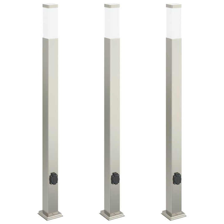 Vidaxl bolderverlichting met stopcontact 3 stuks 110 cm rvs ip44