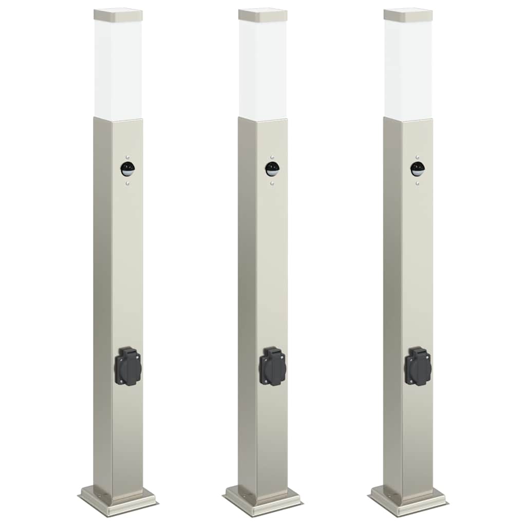 Vidaxl bolderverlichting met sensor en stopcontact 3 stuks 80 cm
