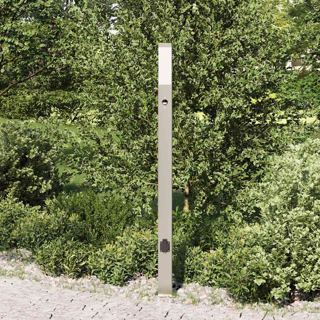 Vidaxl bolderarmatuur met sensor en stopcontact 110 cm roestvrij staal ip44