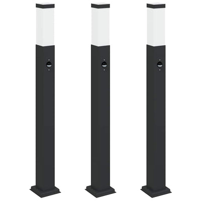 Vidaxl bolderverlichting met sensor 3 stuks 80 cm zwart ip44