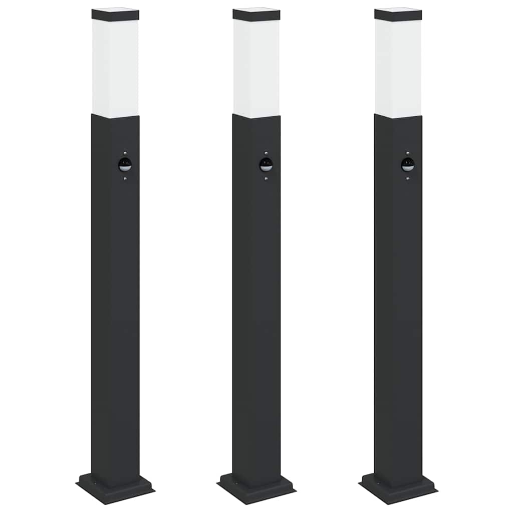 Vidaxl bolderverlichting met sensor 3 stuks 80 cm zwart ip44