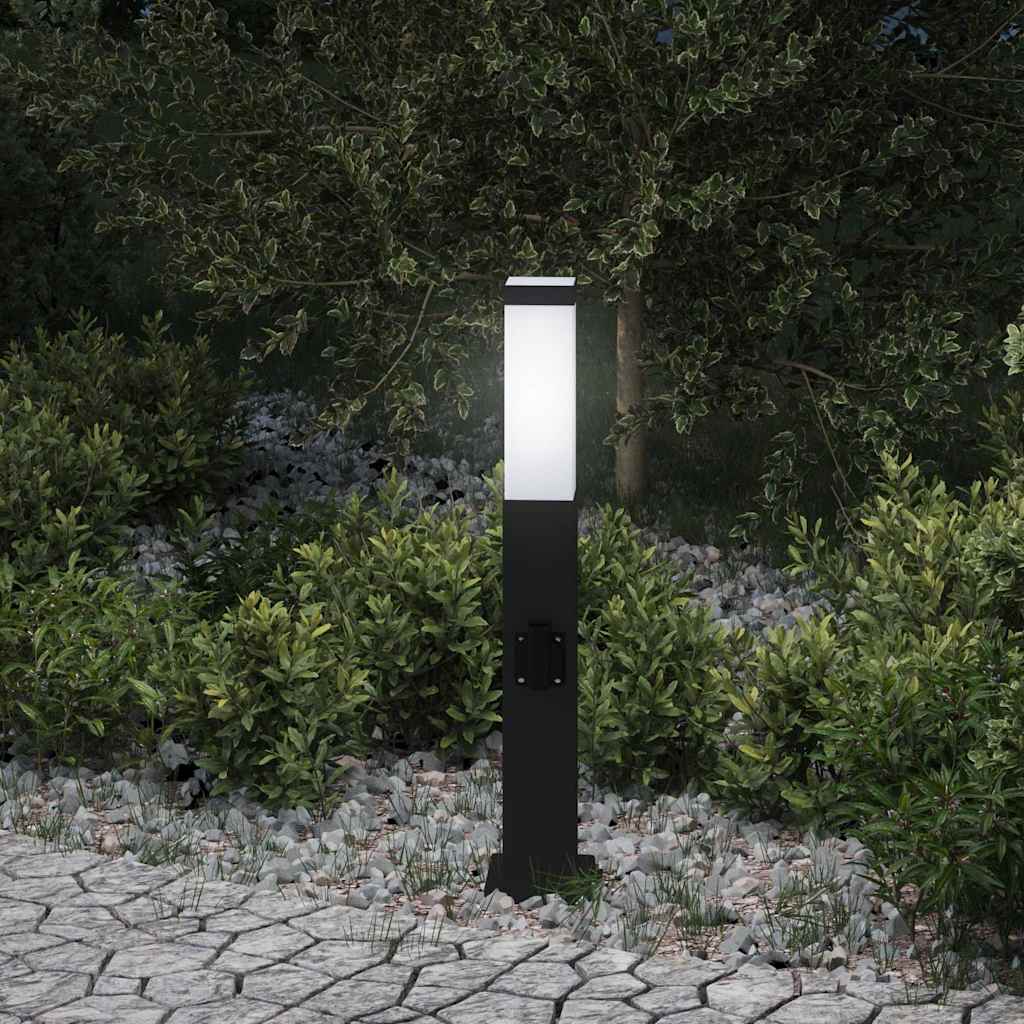 Vidaxl bolderarmatuur met stopcontact 50 cm zwart ip44