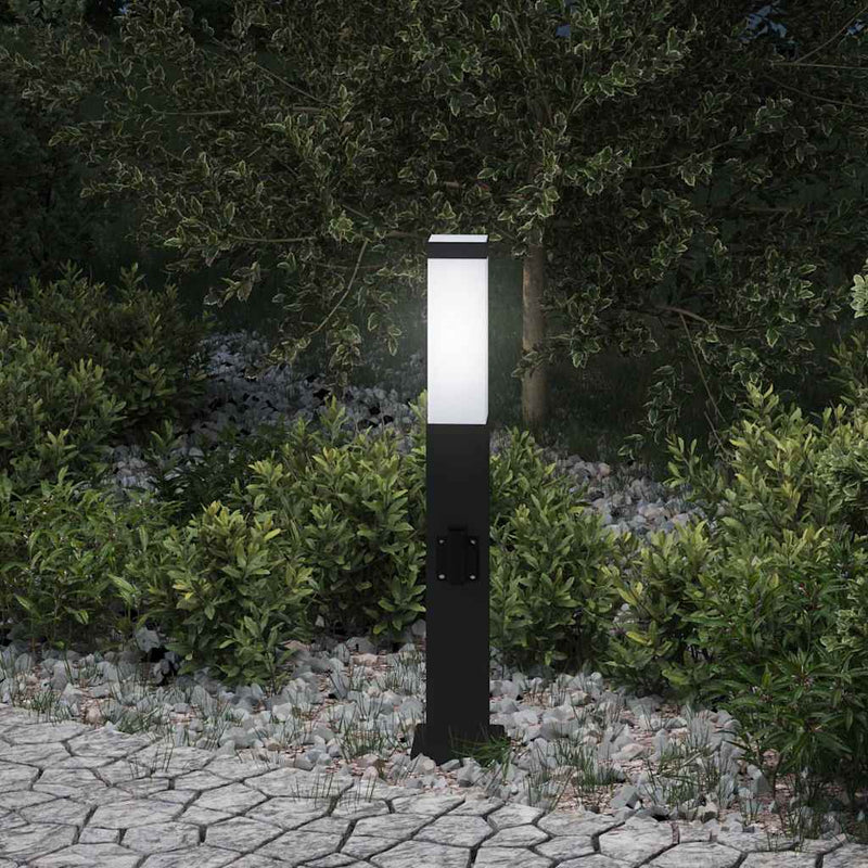 Vidaxl bolderarmatuur met stopcontact 50 cm zwart ip44