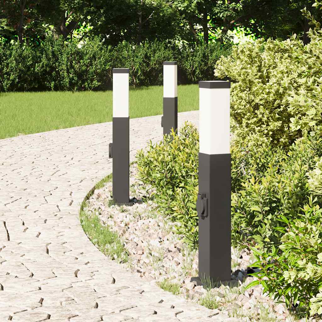 Vidaxl bolderverlichting met stopcontact 3 stuks 50 cm zwart ip44