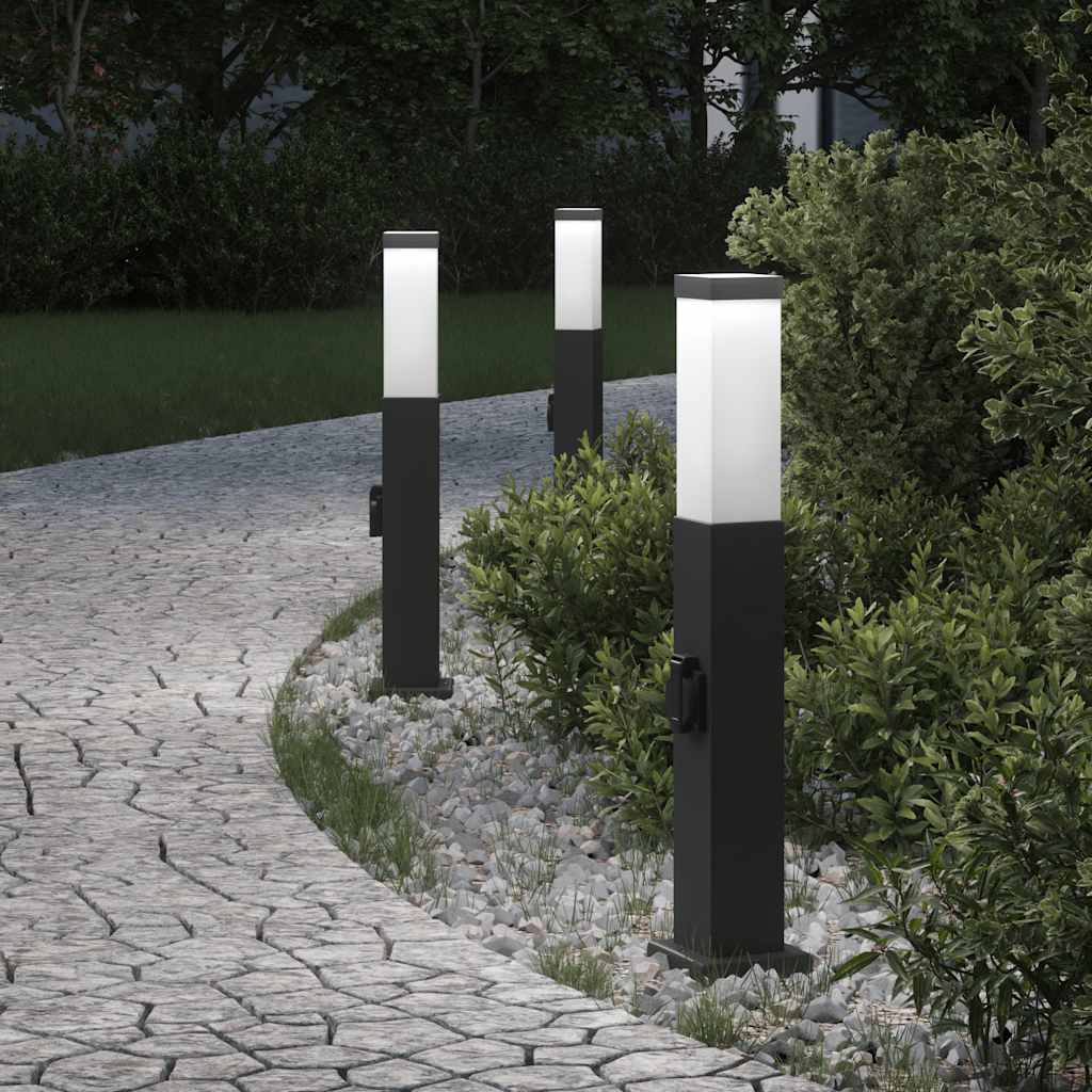 Vidaxl bolderverlichting met stopcontact 3 stuks 50 cm zwart ip44