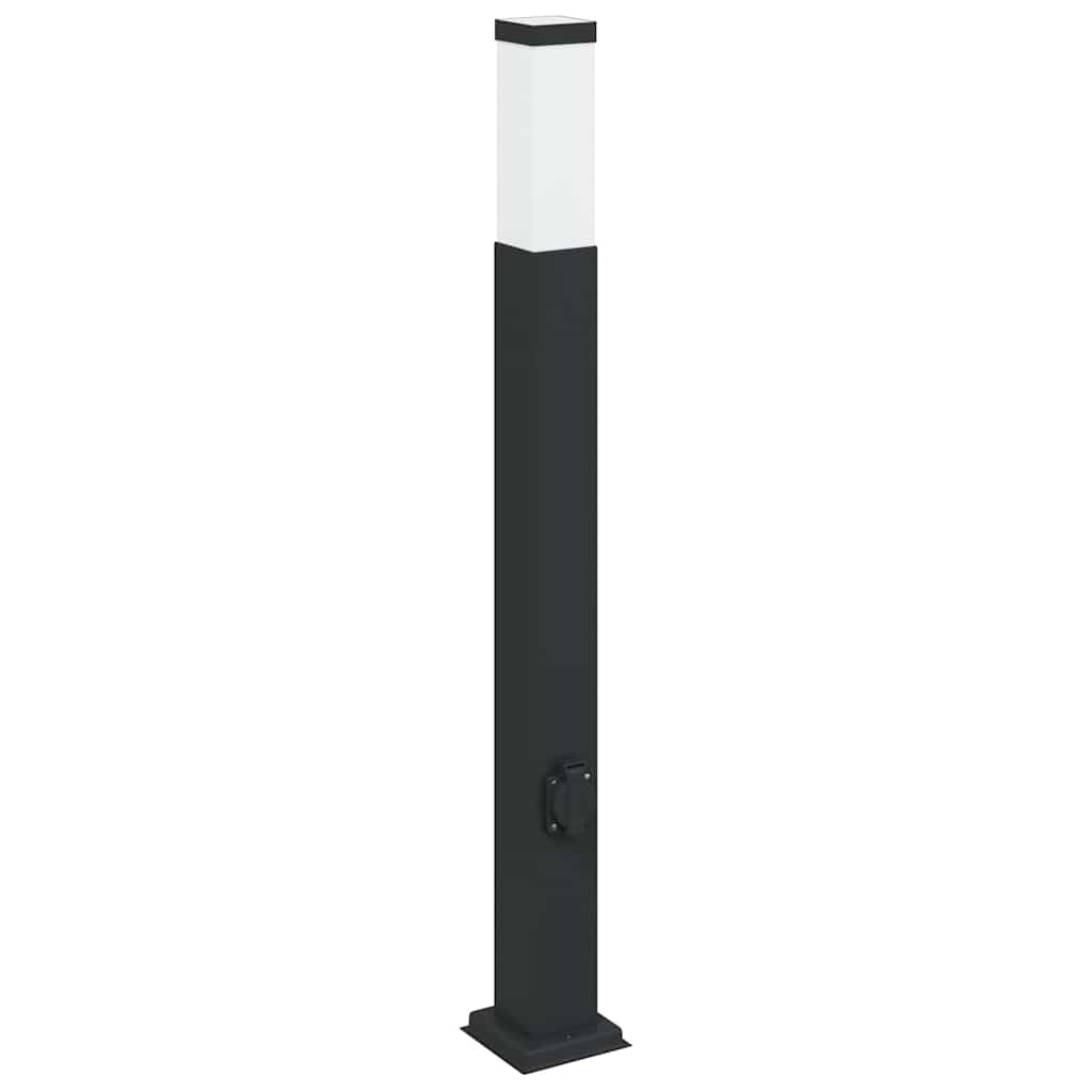 Vidaxl bolderarmatuur met stopcontact 80 cm zwart ip44
