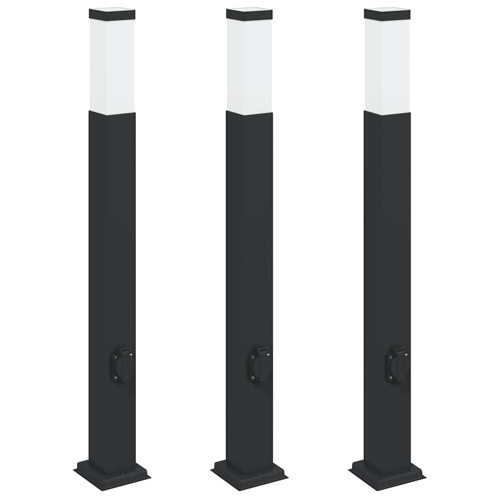 Vidaxl bolderverlichting met stopcontact 3 stuks 80 cm zwart ip44