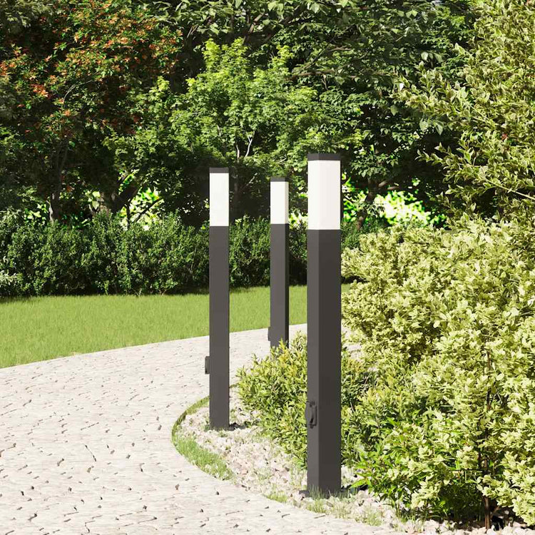 Vidaxl bolderverlichting met stopcontact 3 stuks 80 cm zwart ip44
