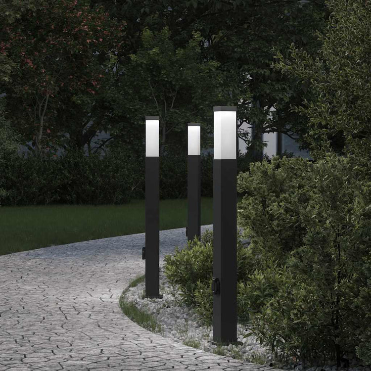 Vidaxl bolderverlichting met stopcontact 3 stuks 80 cm zwart ip44