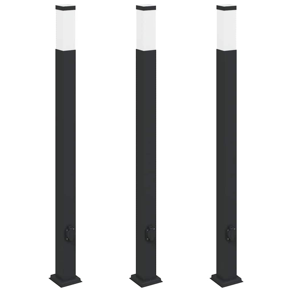 Vidaxl bolderverlichting met stopcontact 3 stuks 110 cm zwart ip44