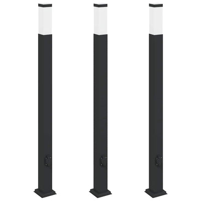 Vidaxl bolderverlichting met stopcontact 3 stuks 110 cm zwart ip44