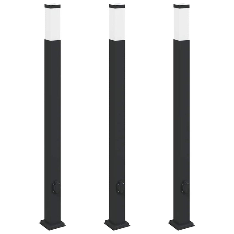 Vidaxl bolderverlichting met stopcontact 3 stuks 110 cm zwart ip44
