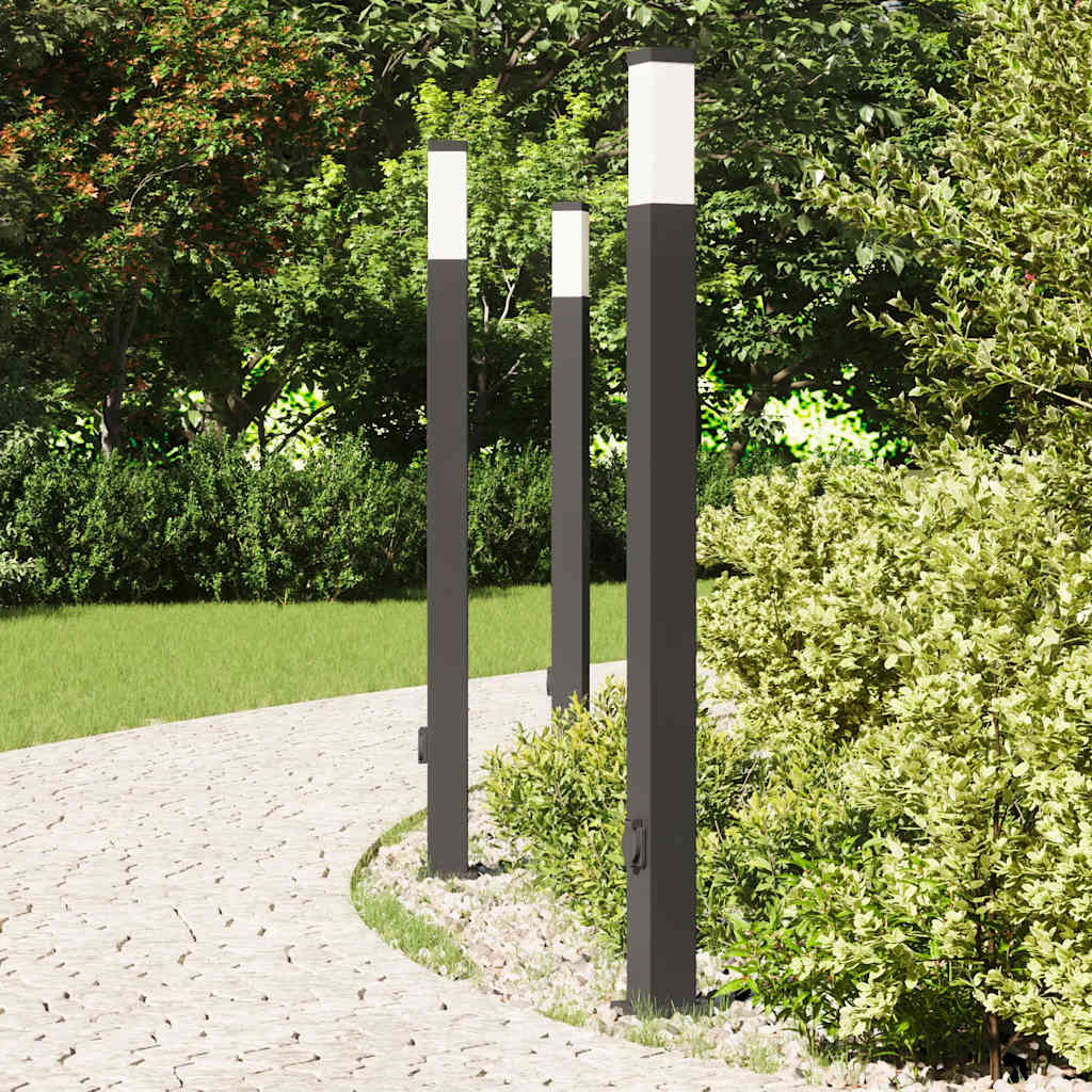 Vidaxl bolderverlichting met stopcontact 3 stuks 110 cm zwart ip44